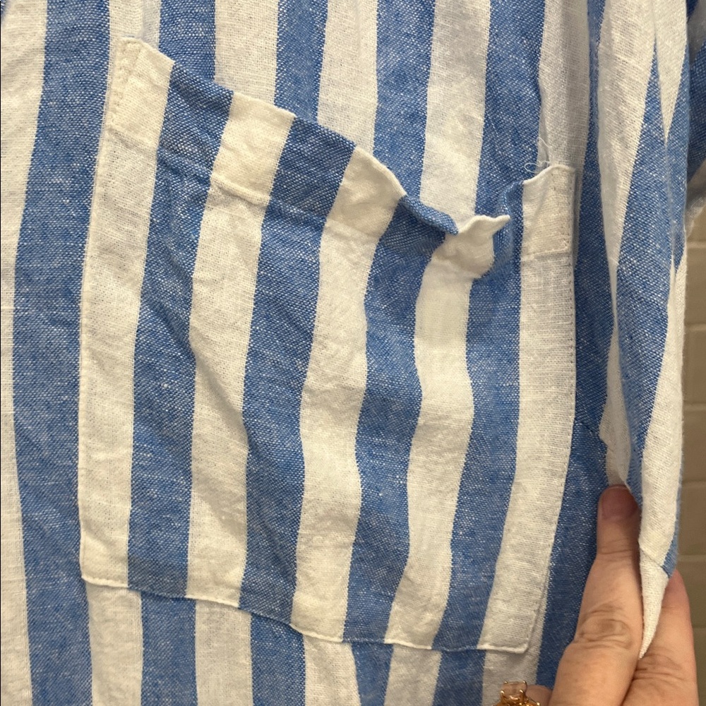 Ava & Viv Blue and White Striped Top - Picture 3 of 4